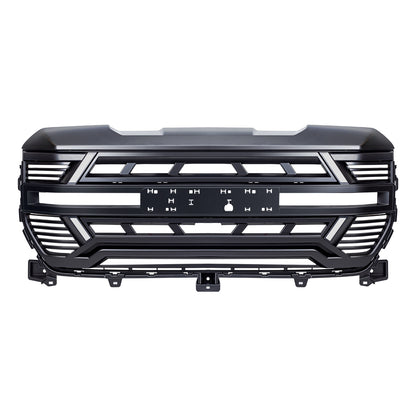 American Modified Armor Grille W/ DRL Camera Bracket & OEM Emblem Hole - Matte Black - AMGMAA00127