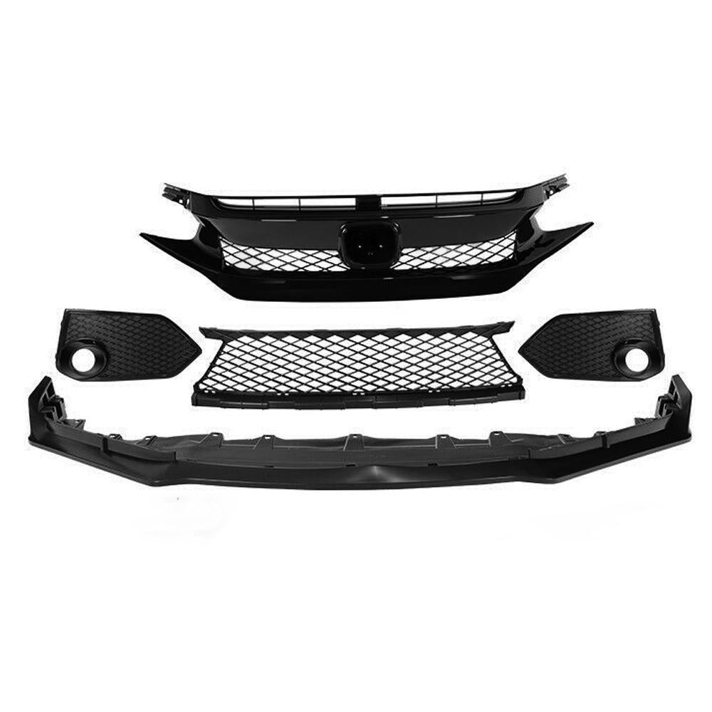 American Modified Type R Style Conversion Front Bumper W/ Grille Matte Black - AMHMAA01119