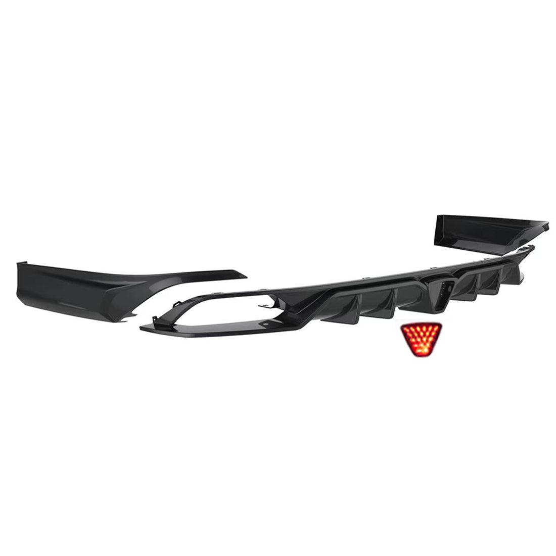 American Modified Rear Bumper Diffuser Lip W/ LED Light Black - AMHMBA00206