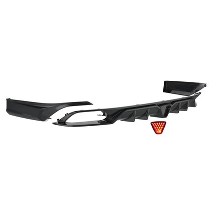 American Modified Rear Bumper Diffuser Lip W/ LED Light Black - AMHMBA00206