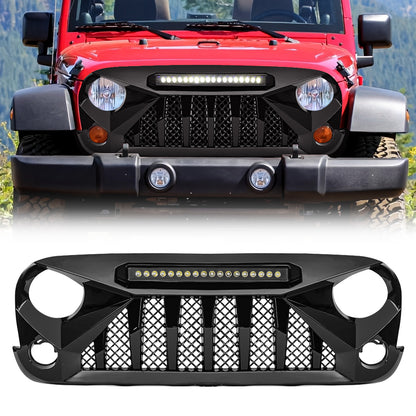 American Modified Gladiator Grille W/ 18 LED Bar Off-Road Lights Glossy Black - AMJPAA00127