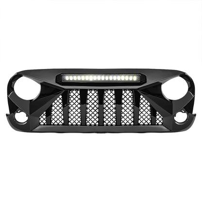 American Modified Gladiator Grille W/ 18 LED Bar Off-Road Lights Glossy Black - AMJPAA00127