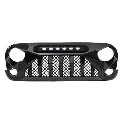 American Modified Gladiator Grille W/ 6 LED Bar Off-Road Lights Glossy Black - AMJPAA00131