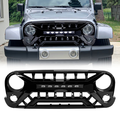 American Modified Armor Grille With Off-Road Lights - Glossy Black - AMJPAA00135