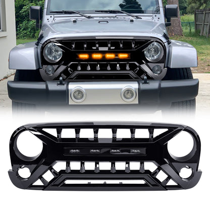 American Modified Armor Grille With Amber Lights - Glossy Black - AMJPAA00137