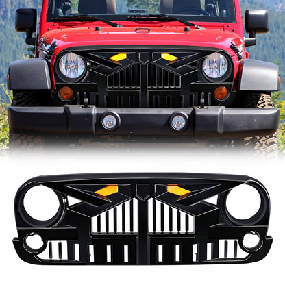 American Modified Empire Grille W/ LED Amber Lights Glossy Black - AMJPAA00140