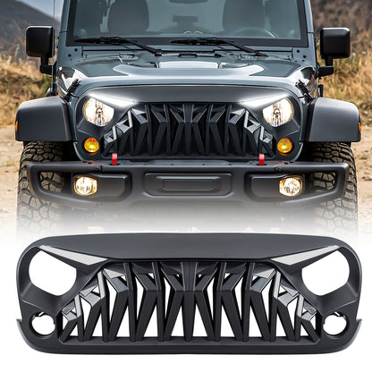 American Modified Shark Grille  W/ LED Eyebrow DRL And Turn Signals - Matte Black - AMJPAA00142