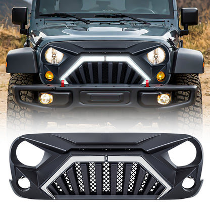 American Modified Goliath Grille W/ LED DRL And Turn Signals - Matte Black - AMJPAA00144