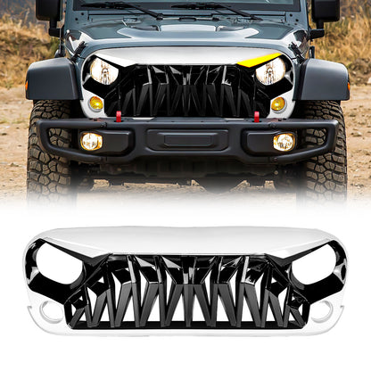American Modified Shark Grille W/ LED Eyebrow DRL And Turn Signals White & Black - AMJPAA00147