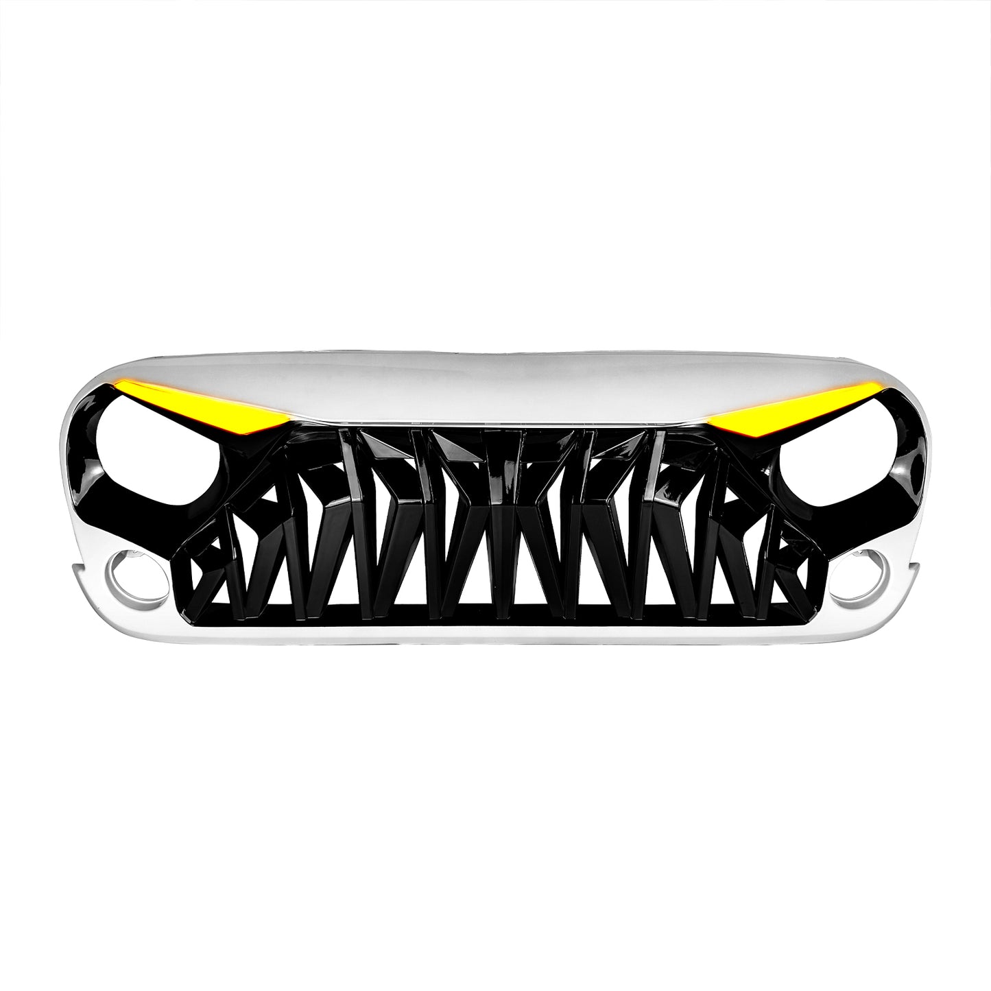 American Modified Shark Grille W/ LED Eyebrow DRL And Turn Signals White & Black - AMJPAA00147