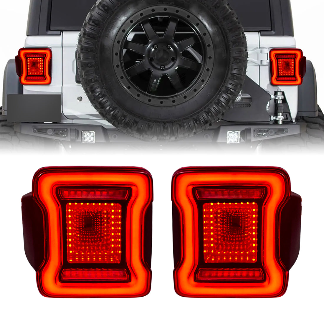 American Modified Tunnel Tail Lights - Black Housing - Red Lens - AMJPAC03314