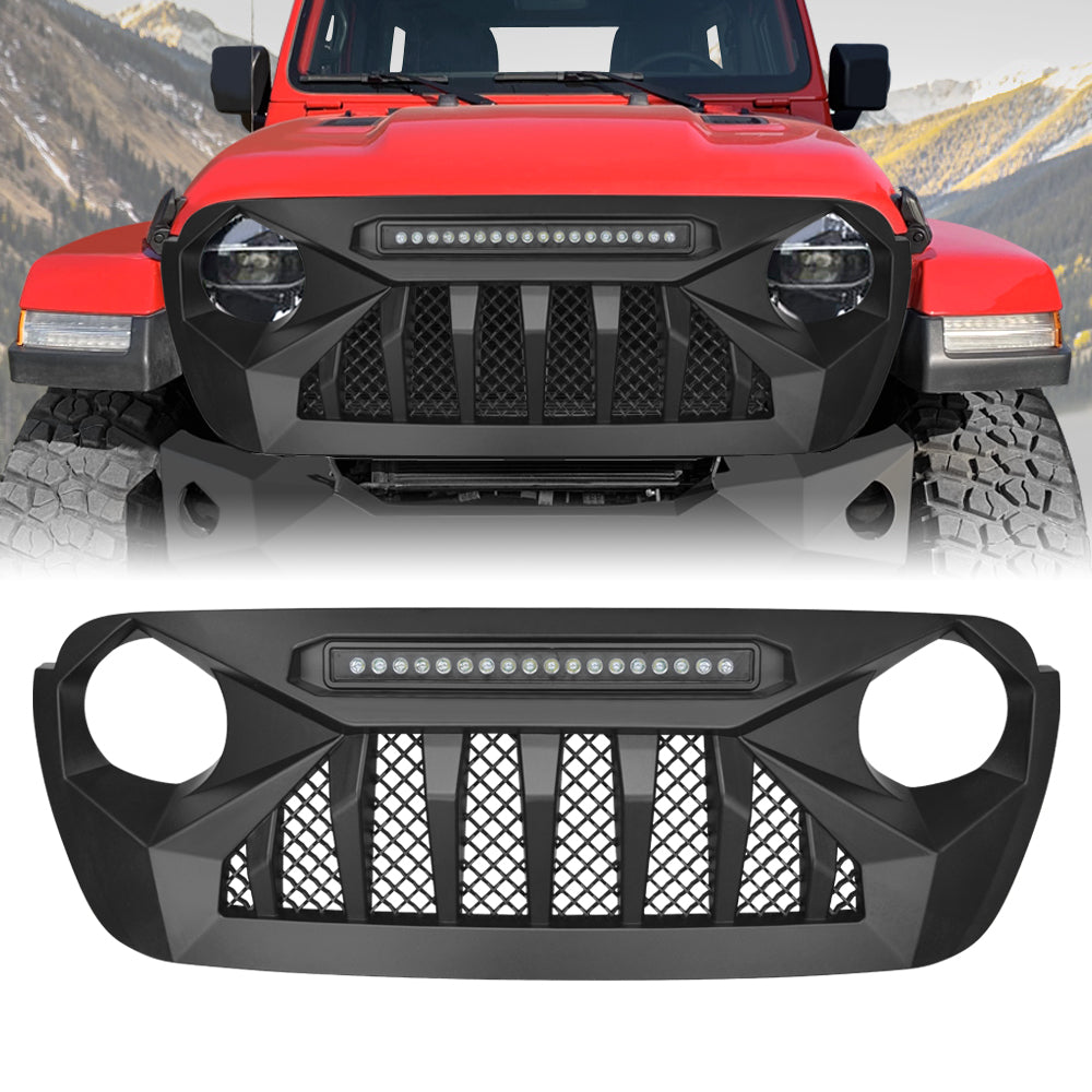 American Modified Demon Grille With LED Off-Road Lights - Matte Black - AMJPCA00102