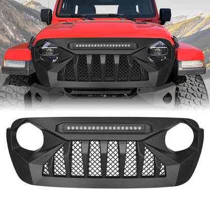 American Modified Demon Grille With LED Off-Road Lights - Matte Black - AMJPCA00102