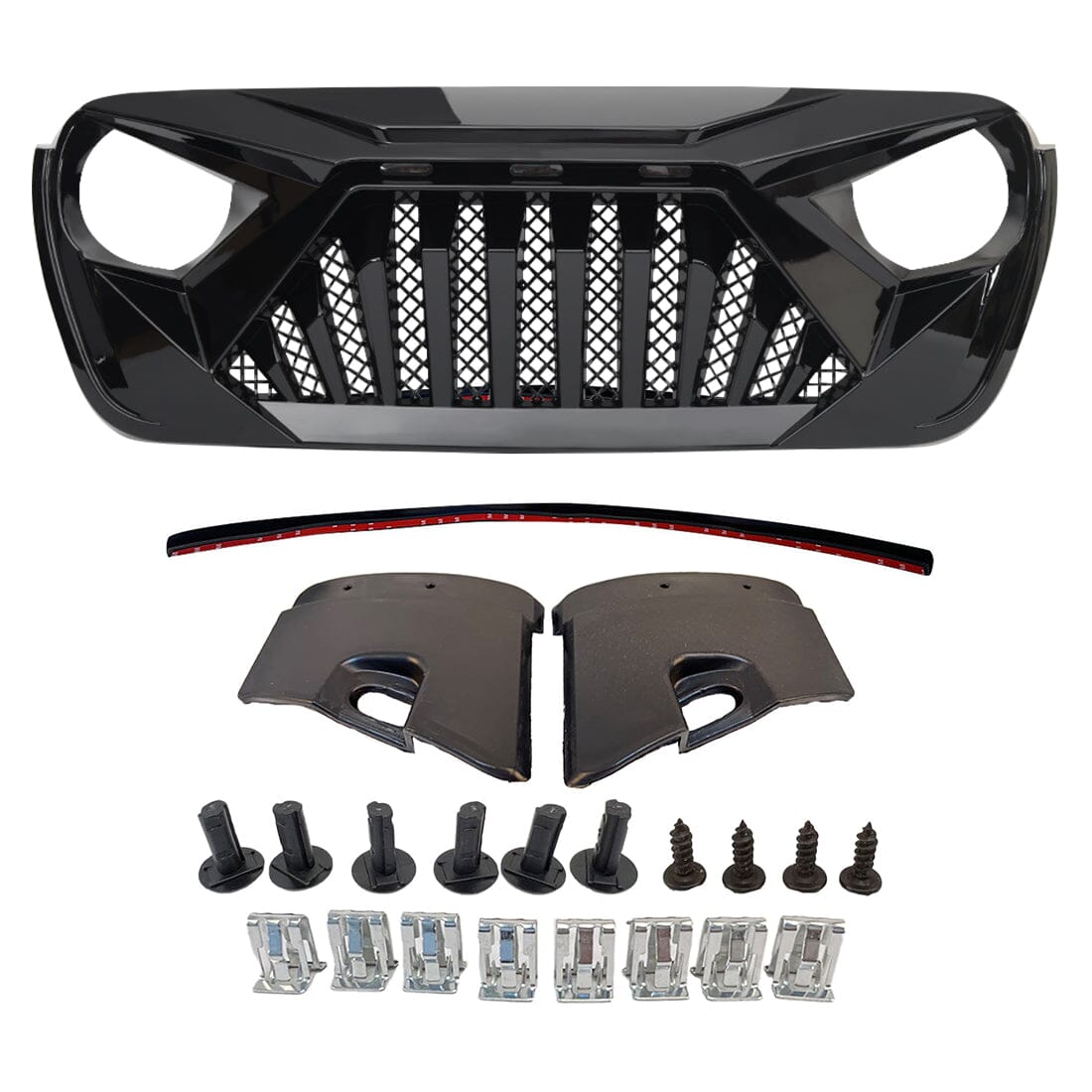 American Modified Goliath Grille W/ LED Amber Lights Glossy Black - AMJPCA00121