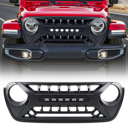 American Modified Armor Grille With LED Off-Road Lights - Matte Black - AMJPCA00124