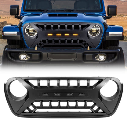 American Modified Armor Grille With LED Off-Road Lights - Matte Black - AMJPCA00125