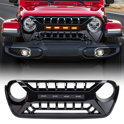 American Modified Armor Grille With LED Amber Lights - Glossy Black - AMJPCA00128