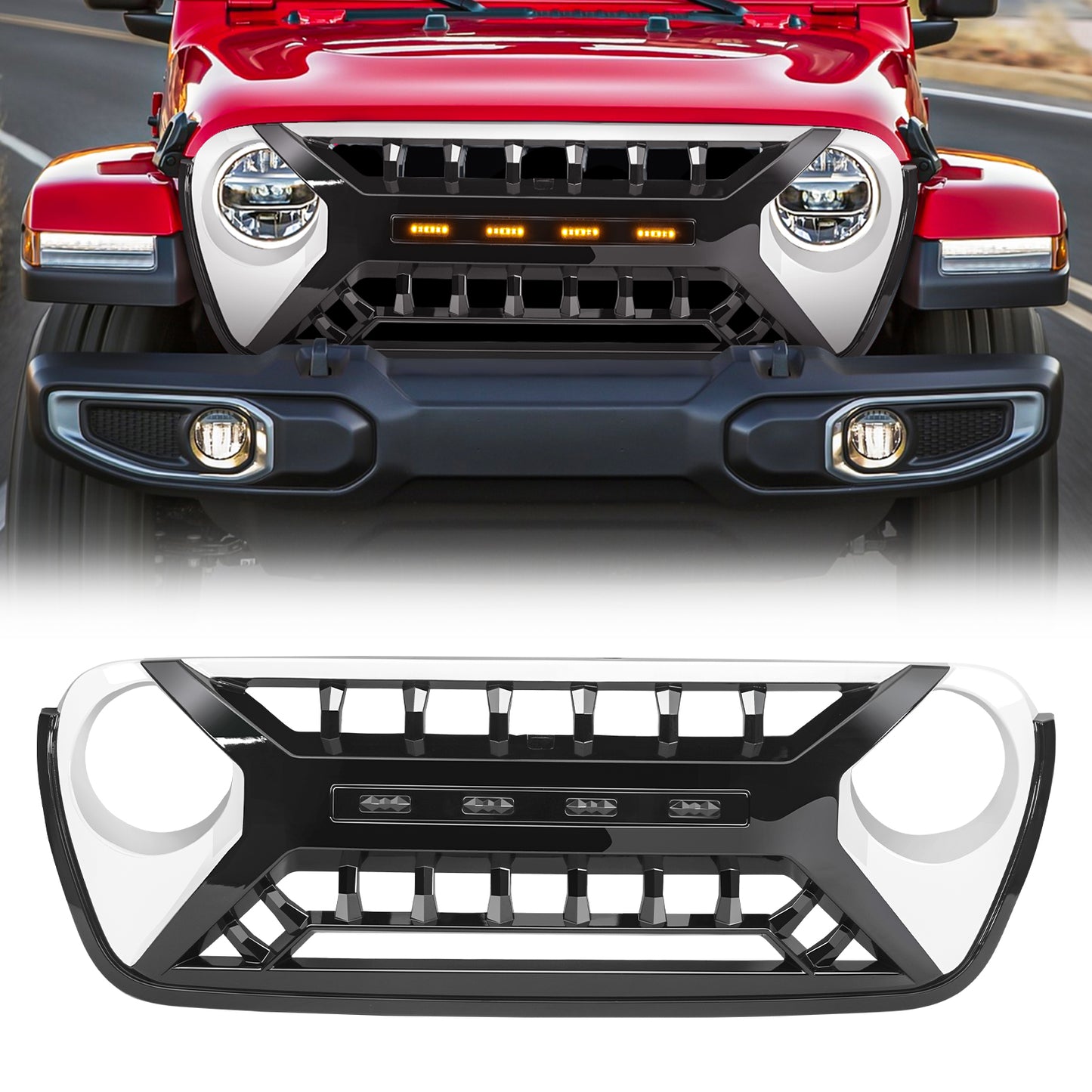 American Modified Armor Grille With LED Amber Lights - BlackandWhite - AMJPCA00129