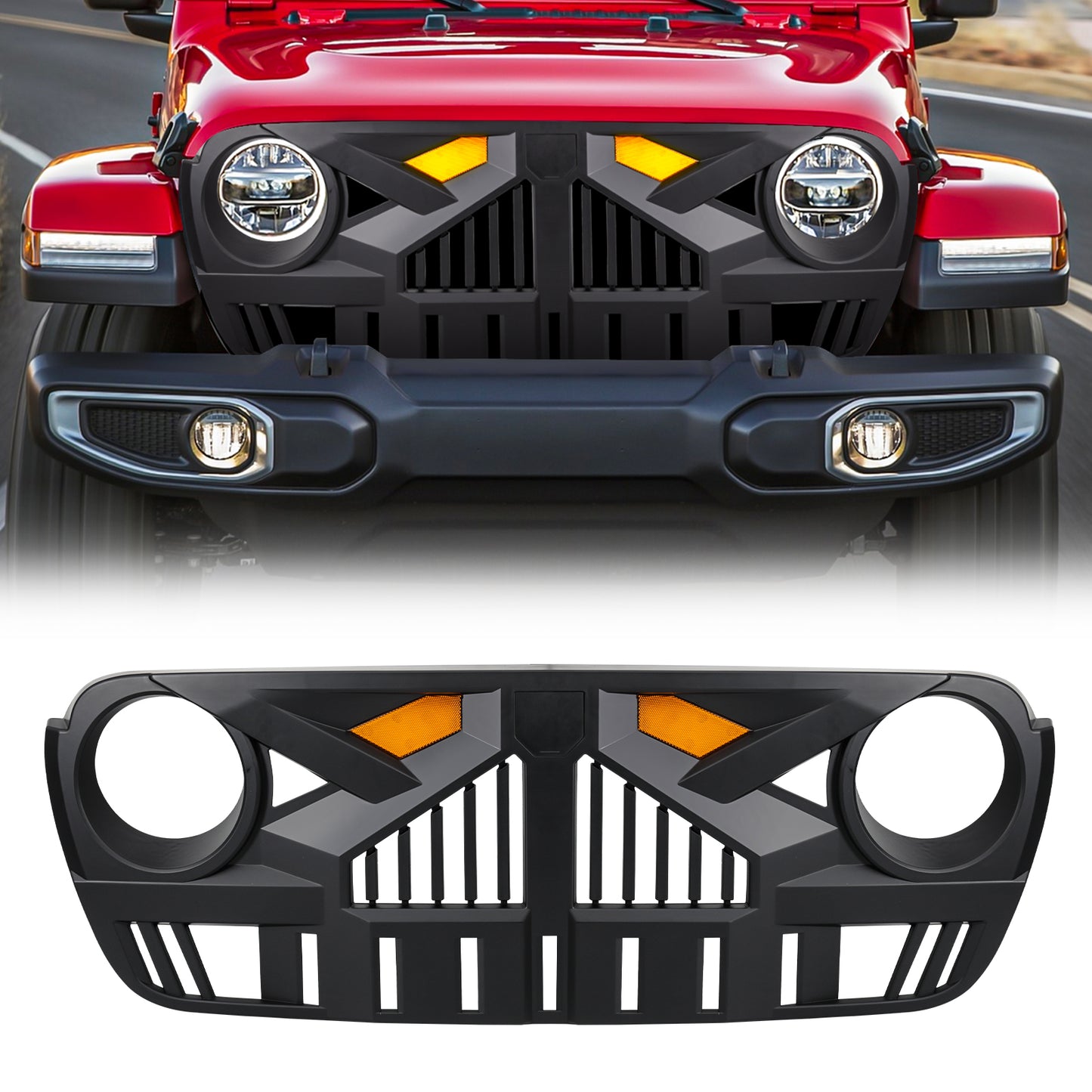 American Modified Empire Grille With LED Amber Lights - Matte Black - AMJPCA00130