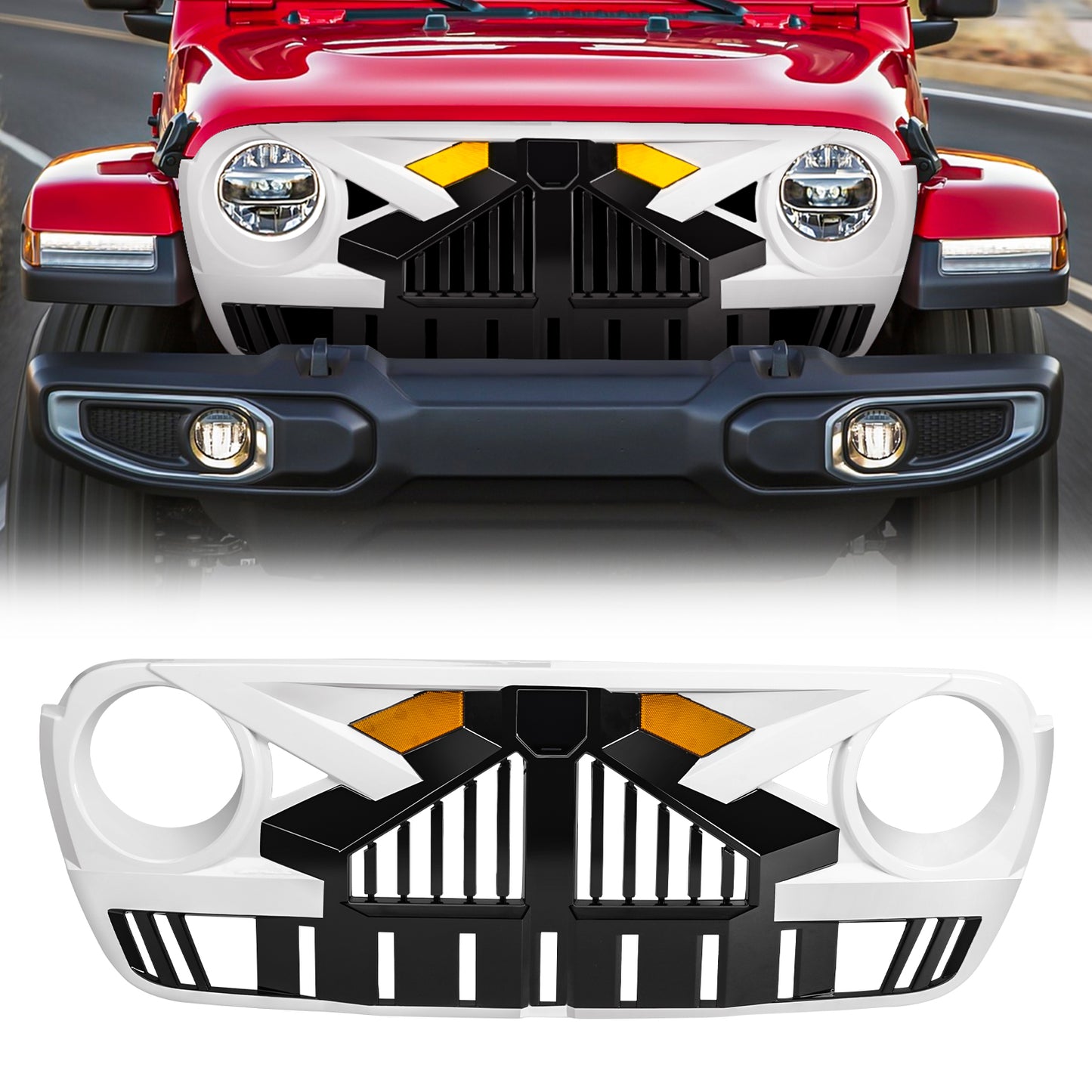 American Modified Empire Grille With LED Amber Lights - Black And White - AMJPCA00132