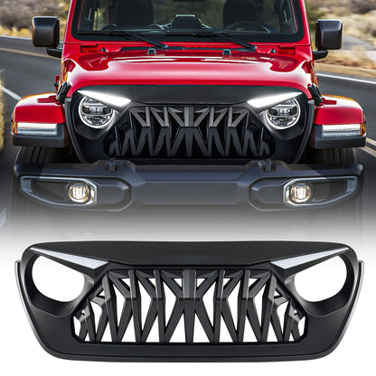 American Modified Shark Grille W/ LED Eyebrow DRL And Turn Signals - Matte Black - AMJPCA00133