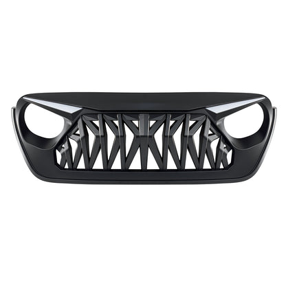 American Modified Shark Grille W/ LED Eyebrow DRL And Turn Signals - Matte Black - AMJPCA00133