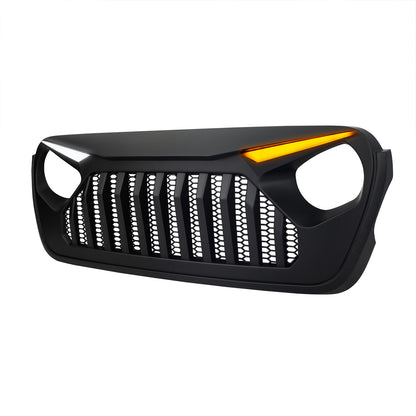 American Modified Vader Mesh Grille W/ LED Eyebrow DRL And Sequential Turn Signals Matte Black - AMJPCA00140