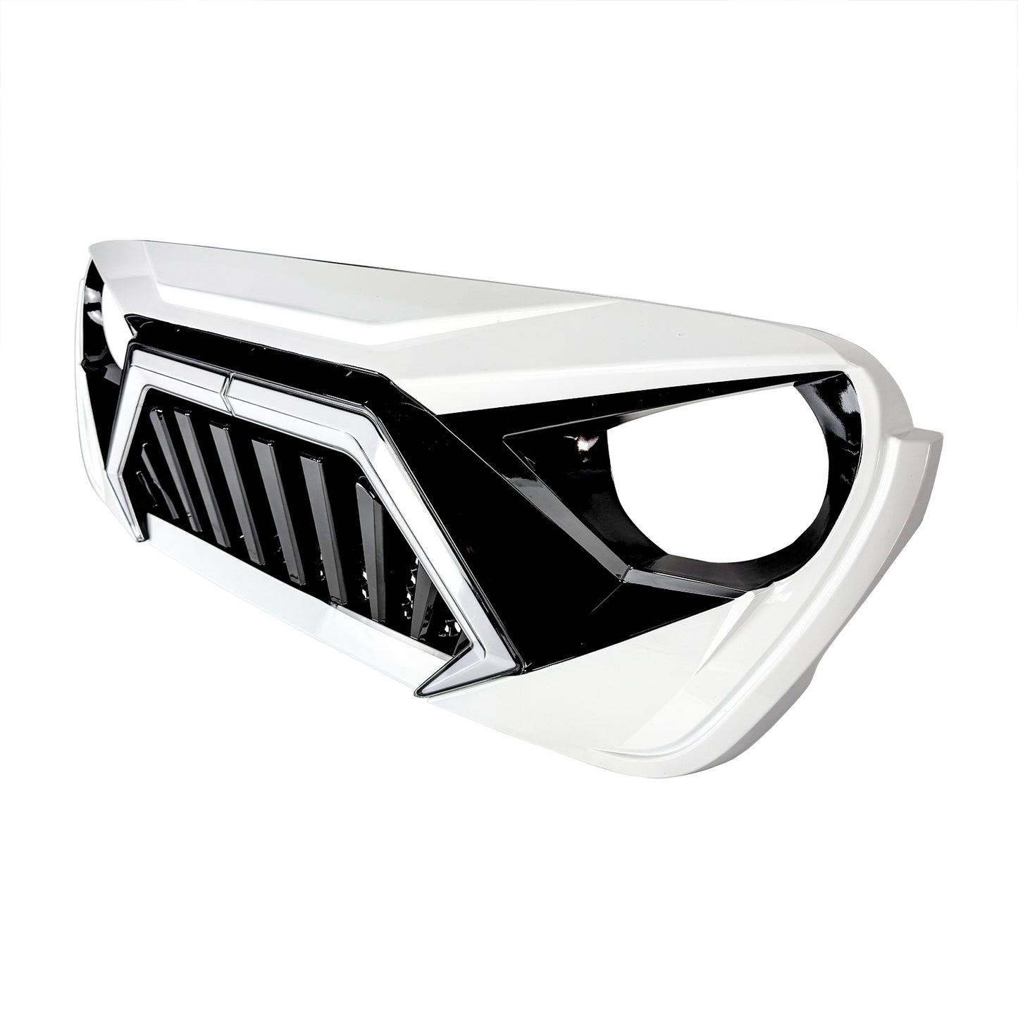 American Modified Goliath Grille W/ LED DRL And Turn Signals White & Black - AMJPCA00142