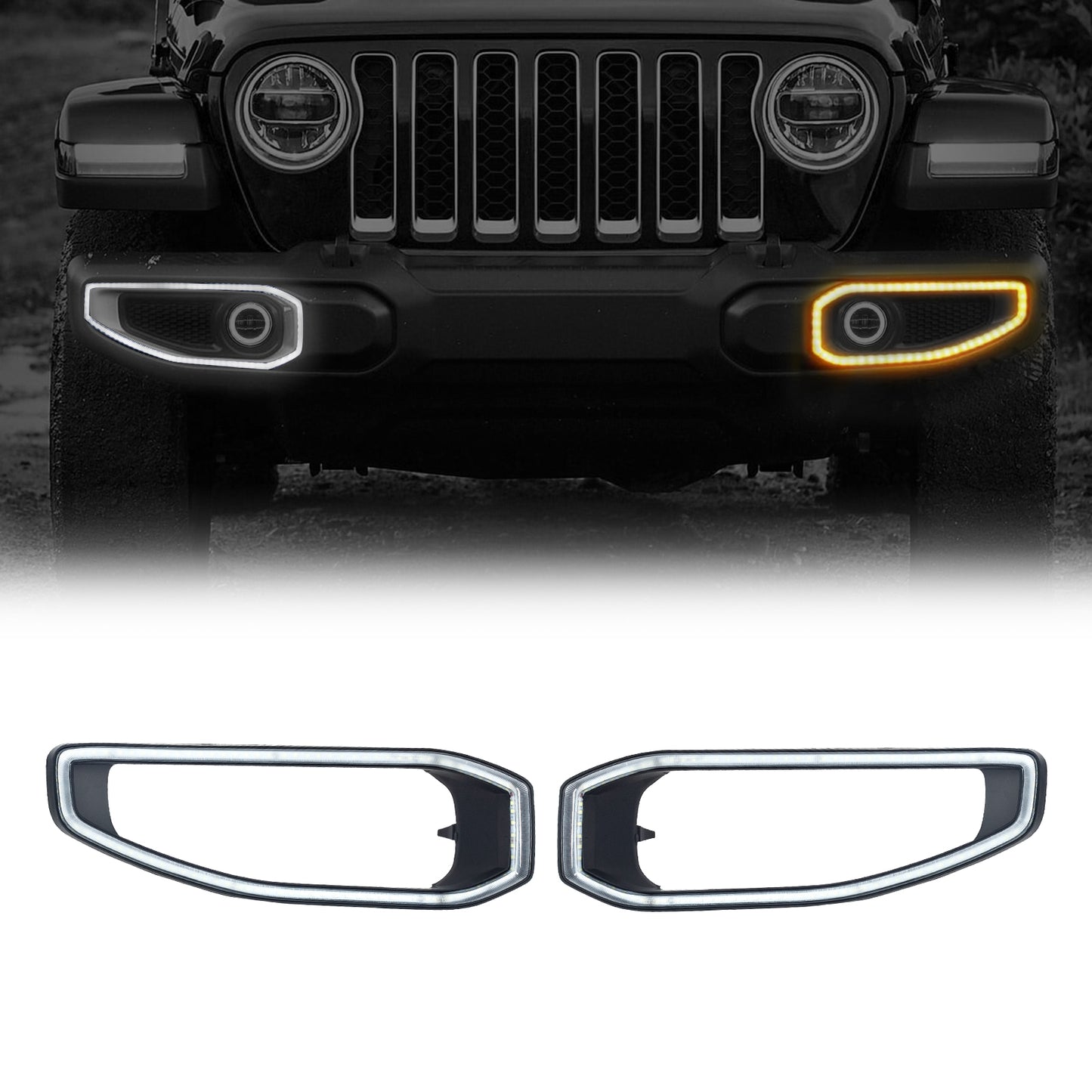 American Modified Front Bumper Fog Cover DRL With Turn Signal - AMJPCC00802