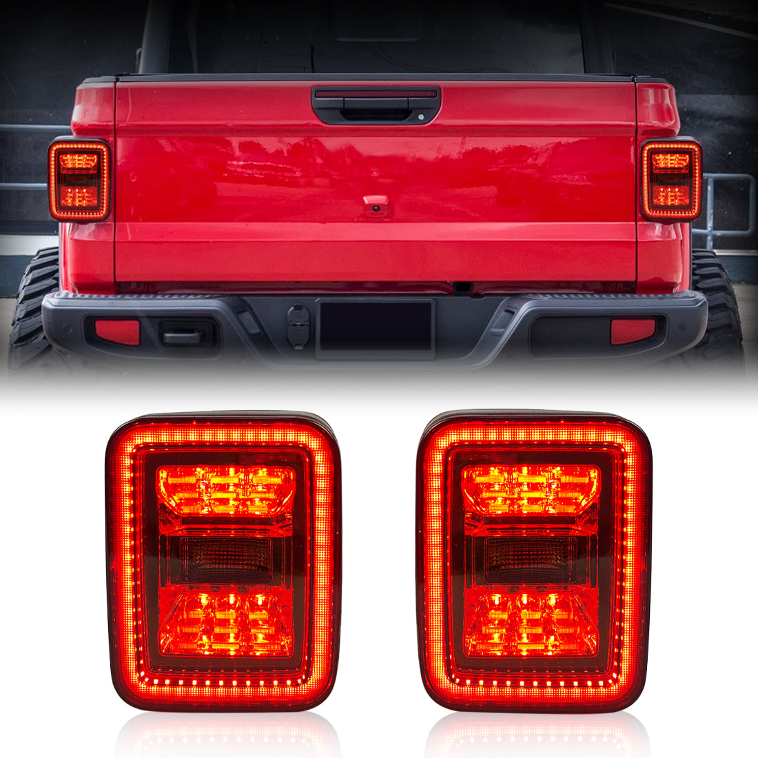 American Modified LED Tail Lights - Black Housing - Smoked Lens - AMJPEC00201