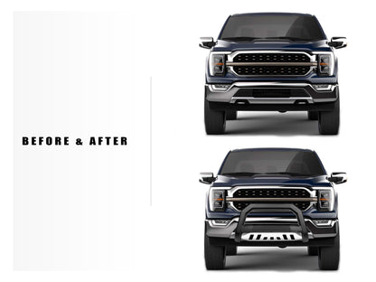 Armordillo 2001-2006 Chevy Avalanche 2500 AR Series Bull Bar - Matte Black W/Aluminum Skid Plate