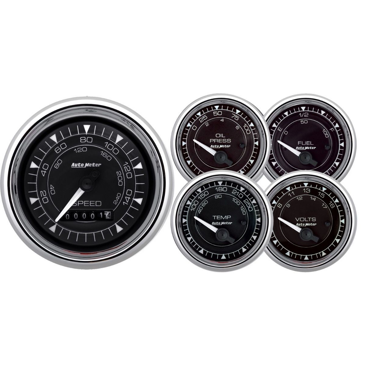 2/16 Chrono Chrome Gauge 5-Piece Gauge Kit - 9708