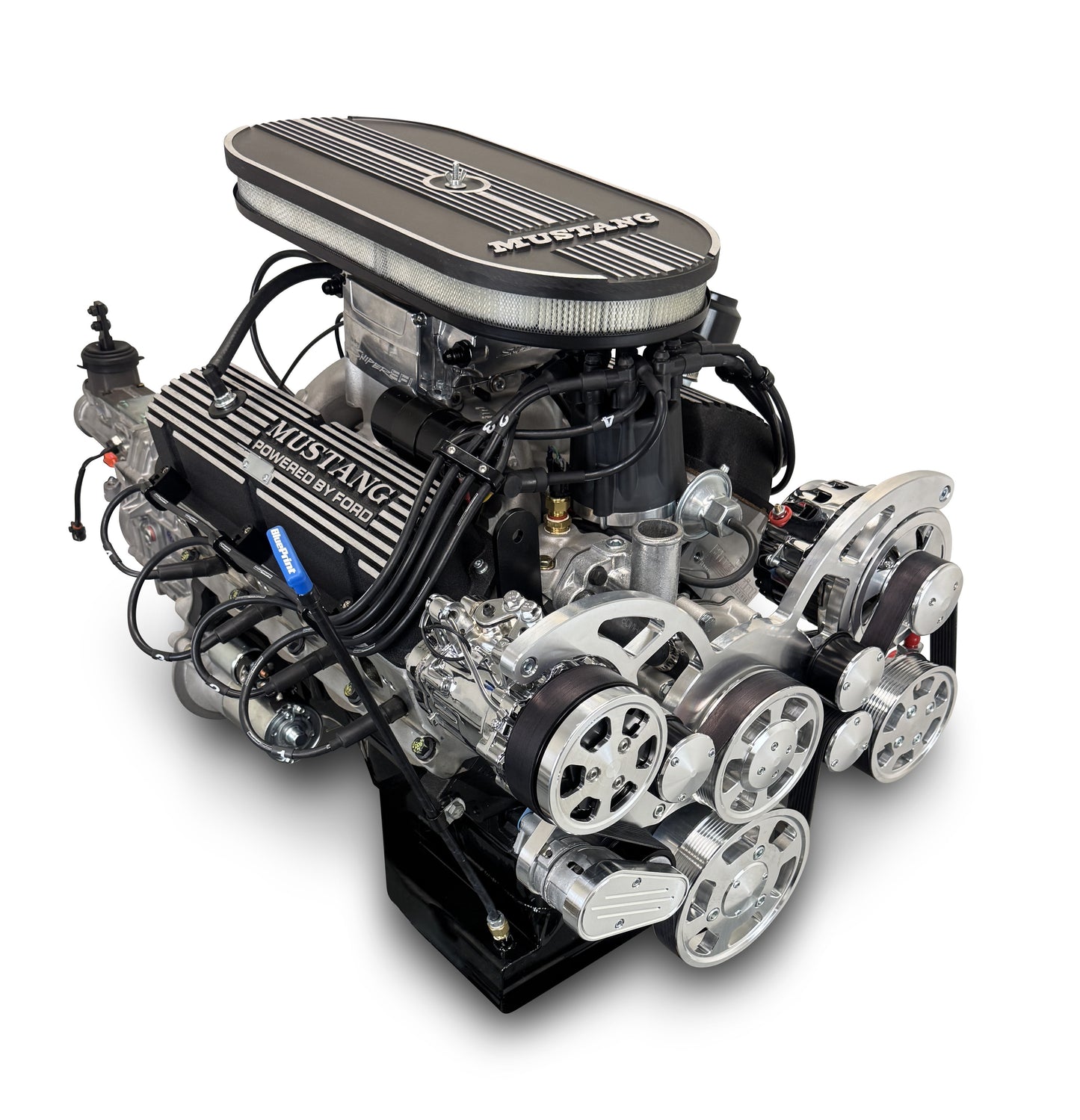 BluePrint Engines Ford Small Block Compatible 347 C.I. Mustang Edition - TKX Manual Transmission - Polished Pulley Kit - Fuel Injected