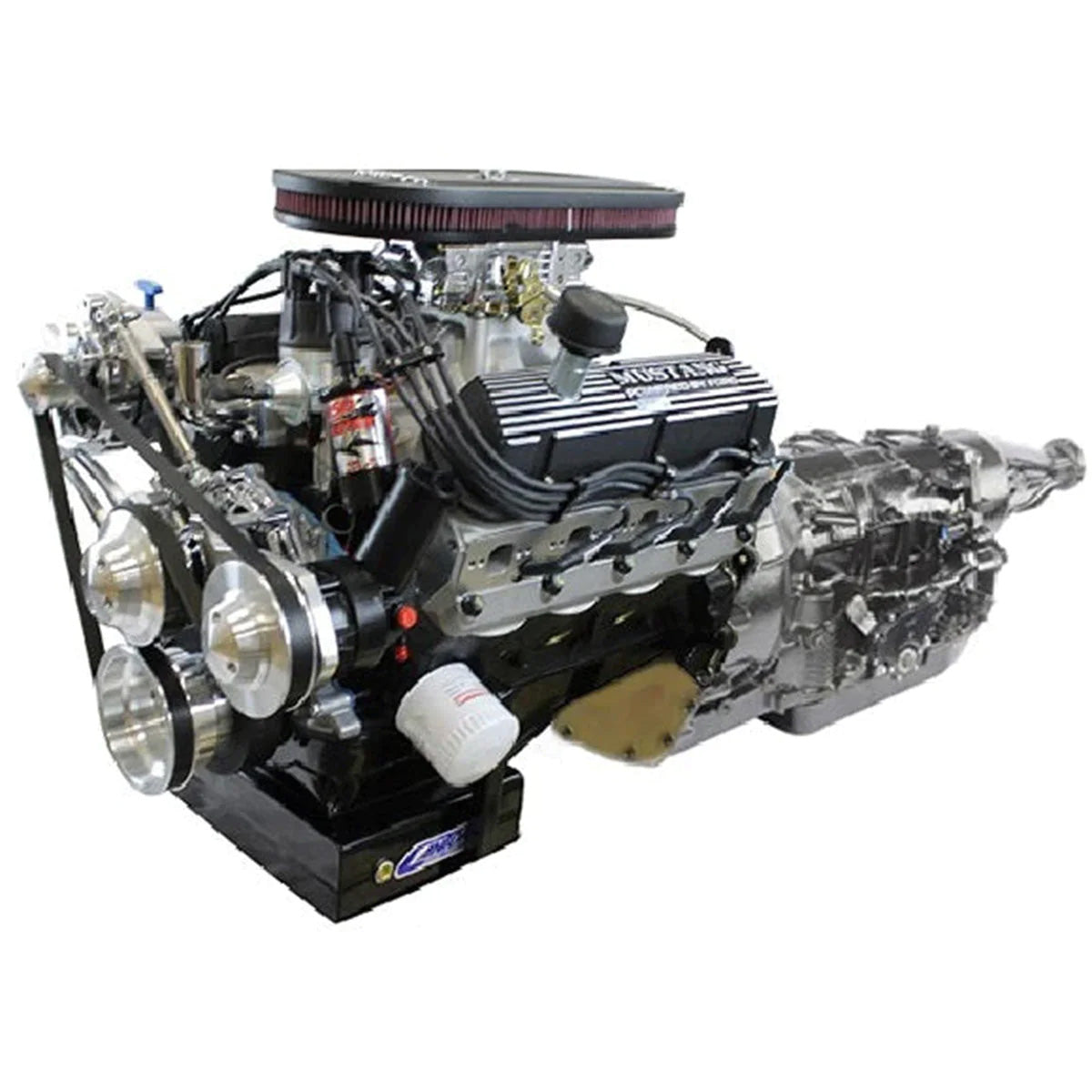 BluePrint Engines Ford Small Block Compatible 347 C.I. Mustang Edition - 4R70W Automatic Transmission - Black Pulley Kit - Carbureted