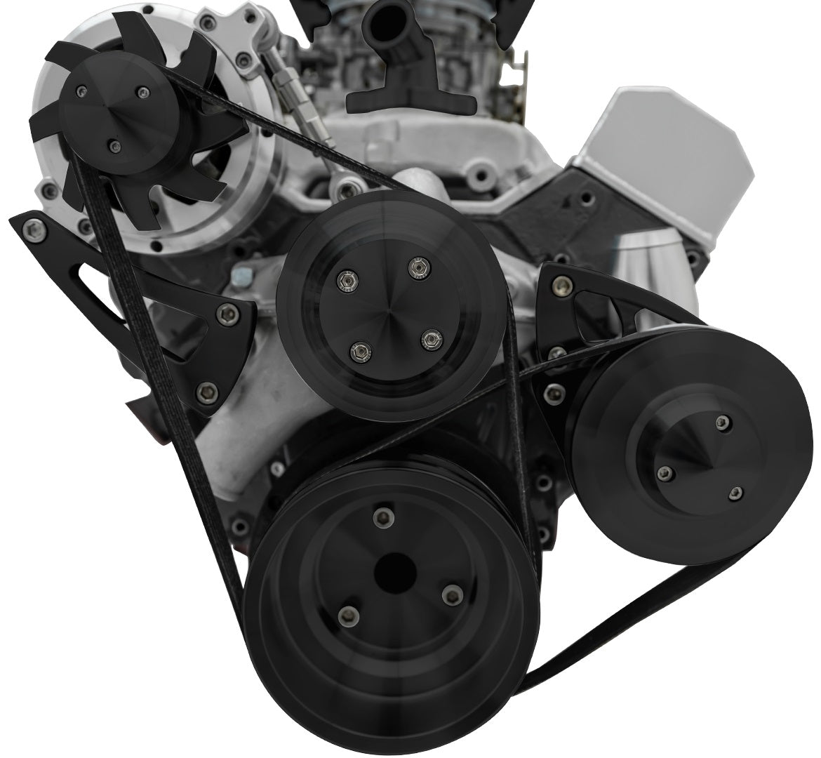 Small Block Chevy Black Ultra Serpentine Conversion System (PS/ALT)