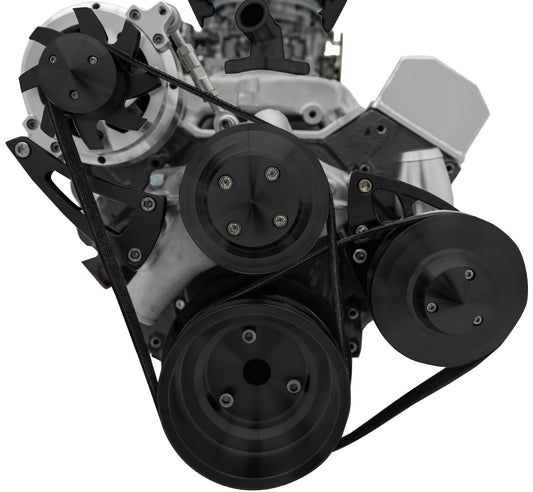 Small Block Chevy Black Ultra Serpentine Conversion System (PS/ALT)