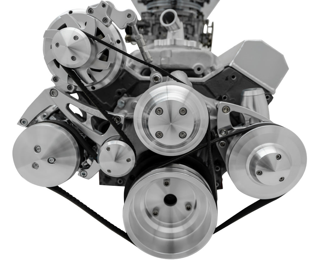 Small Block Chevy Serpentine Pulley Kit - Billet Accessories - AC & PS - 7176