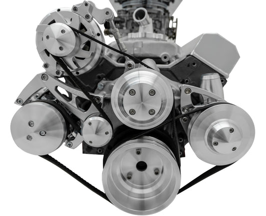 Small Block Chevy Serpentine Pulley Kit - Billet Accessories - AC & PS - 7176