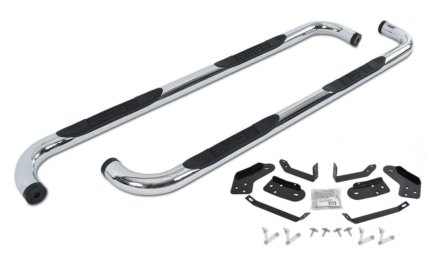 Big Country Truck Accessories 370204 - 3" Round Classic Side Bars With Mounting Bracket Kit - Polished Stainless Steel