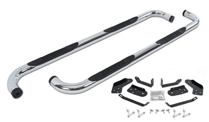 Big Country Truck Accessories 370204 - 3" Round Classic Side Bars With Mounting Bracket Kit - Polished Stainless Steel