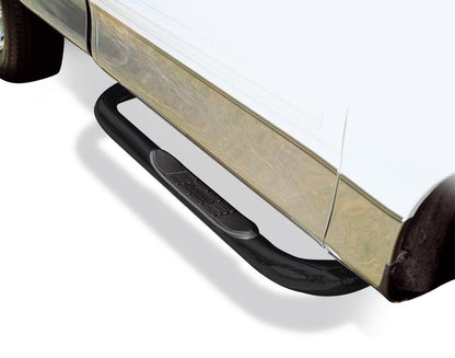 Big Country Truck Accessories 370741 - 3" Round Classic Side Bars With Mounting Bracket Kit - Black Powdercoat