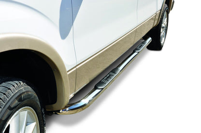 Big Country Truck Accessories 370204 - 3" Round Classic Side Bars With Mounting Bracket Kit - Polished Stainless Steel