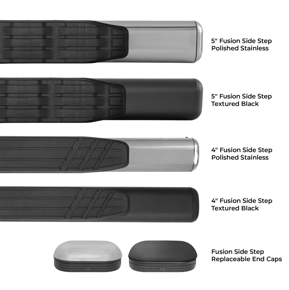 Big Country Truck Accessories 105203800 - 5" Fusion Series Side Bars With Mounting Bracket Kit - Textured Black
