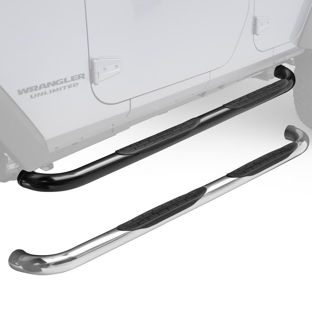 Big Country Truck Accessories 374881 - 3" Round Classic Side Bars With Mounting Bracket Kit - Black Powdercoat