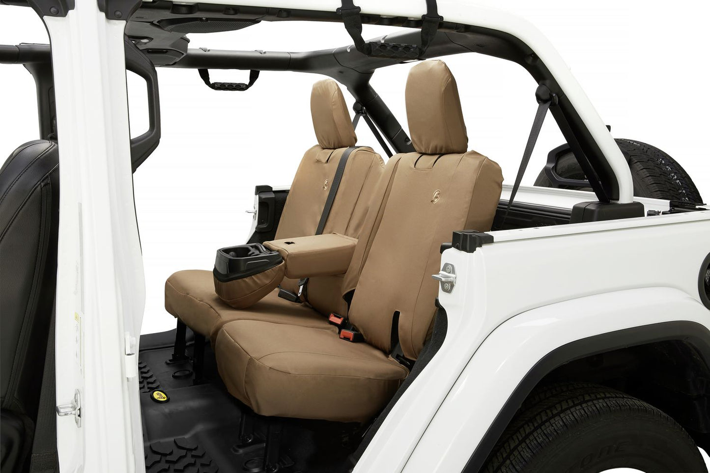 Seat Covers - Jeep '18-2023 Wrangler JL 4-Door; Exc. 4XE; Rear W/ Fold Down Arm Rest (Tan)