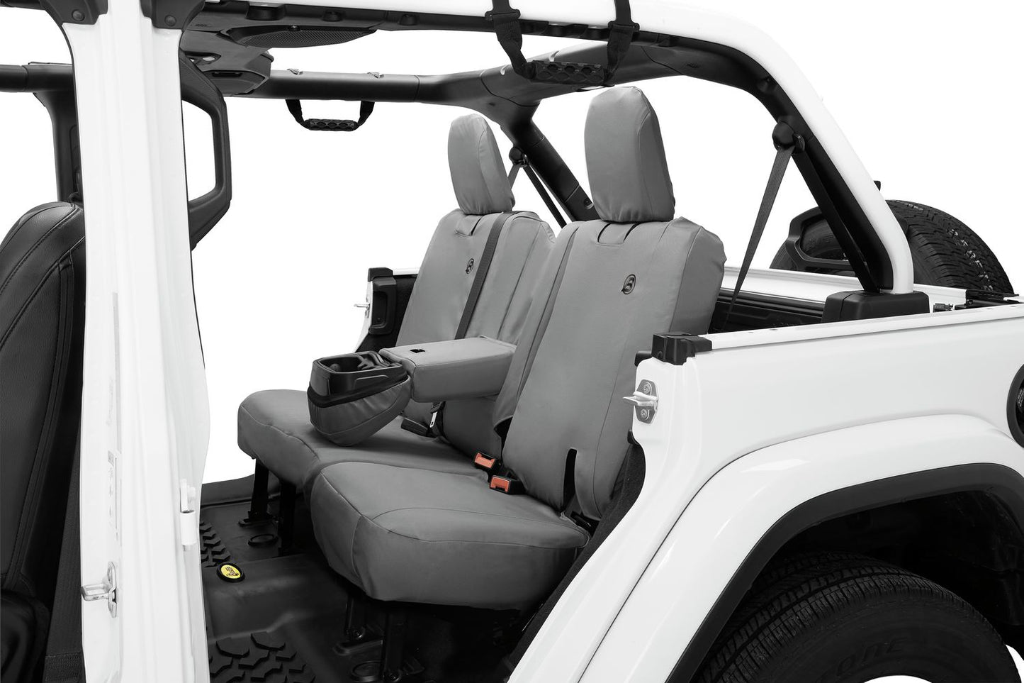 Seat Covers - Jeep '18-2023 Wrangler JL 4-Door; Exc. 4XE; Rear W/ Fold Down Arm Rest (Charcoal)
