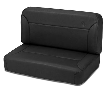 Trailmax II Fixed-Back Seat - Jeep '55-83 CJ5 / '76-86 CJ7 / '87-95 Wrangler YJ; Rear (All Vinyl; Black Denim)