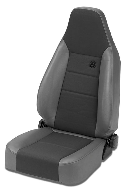 Trailmax II Sport Seat - Jeep '76-86 CJ7 / 87-95 Wrangler YJ / 97-06 Wrangler TJ; Front (Center Fabric Insert; Charcoal/Gray)