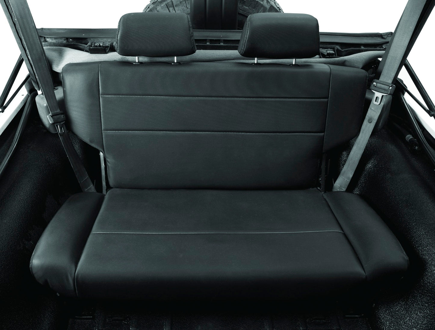 Trailmax II Fold-N-Tumble Seat - Jeep '55-83 CJ5 / '76-86 CJ7 / '87-95 Wrangler YJ; Rear (All Vinyl; Black Crush)
