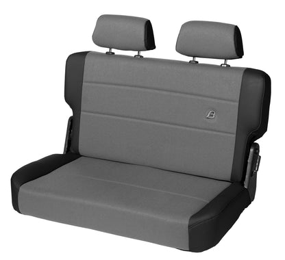 Trailmax II Fold-N-Tumble Seat - Jeep '55-83 CJ5 / '76-86 CJ7 / '87-95 Wrangler YJ; Rear (Center Fabric Insert; Black Denim)